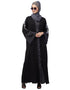 Trendy Front open Sleeve embroidery Dubai style Kaftan cum Abaya Black