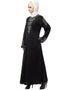 Modern Front and Sleeve Hand work A line Party Abaya Black