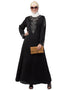 Modern Front and Sleeve Hand work A line Party Abaya Black