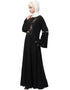 Dubai Yoke embroidered Pleated Bell sleeve Flare Abaya Black