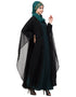 Muslim Contrast double layers Abaya Black