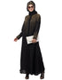 Modest Front open golden hand work at front back and sleeve Nida Abaya Black