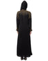 Modest Front open golden hand work at front back and sleeve Nida Abaya Black