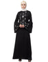 Islamic Hand embroidery on front and bell sleeve A line Abaya Black