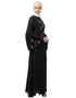 Islamic Hand embroidery on front and bell sleeve A line Abaya Black