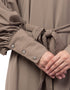 Arabic Long cuff full balloon sleeve with belt A line Abaya Khaki