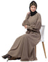 Arabic Long cuff full balloon sleeve with belt A line Abaya Khaki