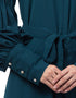 Women Long cuff full balloon sleeve with belt A line Abaya Rama Green