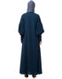 Chic Long cuff full balloon sleeve with belt A line Abaya Teal