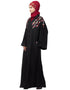 Modern Resham embroidery front open Dubai abaya Black