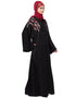 Modern Resham embroidery front open Dubai abaya Black