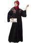 Modern Resham embroidery front open Dubai abaya Black
