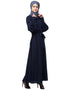 Dubai Long cuff full balloon sleeve with belt A line Abaya Navy Blue