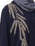 Muslim One side and sleeve Resham Embroidery front open Abaya Navy Blue