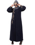Muslim One side and sleeve Resham Embroidery front open Abaya Navy Blue