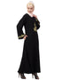 Islamic Front and sleeve embroidery A line Abaya Black