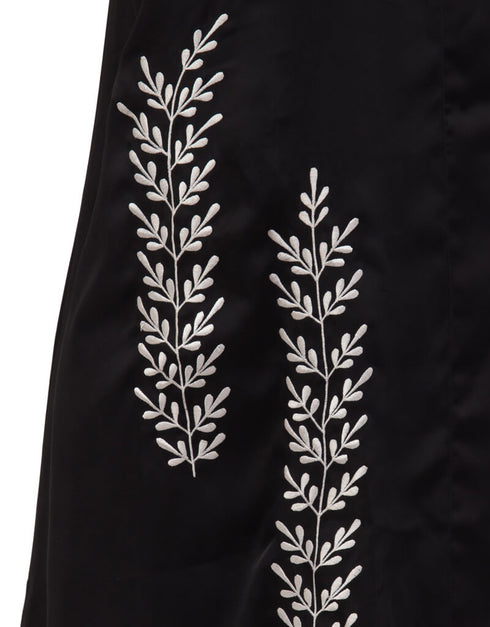 Arabic Side embroidery at bottom front open Dubai Abaya Black