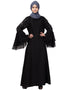Women 3 Bell Sleeve embroidered Abaya Black