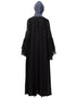 Women 3 Bell Sleeve embroidered Abaya Black