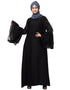 Women 3 Bell Sleeve embroidered Abaya Black