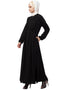Chic Front Pleated a line Abaya Black