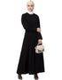 Chic Front Pleated a line Abaya Black