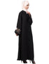Dubai Resham embroidery front open Abaya Black