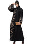 Muslim Right side and both sleeve Resham Embroidery Front open Abaya Black