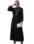 Arabic Front and Sleeve Resham Embroidery Balloon Sleeve Abaya Blac