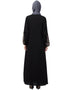 Arabic Front and Sleeve Resham Embroidery Balloon Sleeve Abaya Blac