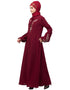 Women Front and Sleeve Resham Embroidery Balloon Sleeve Abaya Maroon