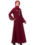 Women Front and Sleeve Resham Embroidery Balloon Sleeve Abaya Maroon