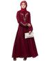 Women Front and Sleeve Resham Embroidery Balloon Sleeve Abaya Maroon