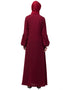 Women Front and Sleeve Resham Embroidery Balloon Sleeve Abaya Maroon