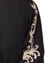 Muslimah Right side and both sleeve resham embroidery Nida Kaftan Black