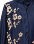 Chic Right side and both sleeve Resham Embroidery Front open Abaya Navy Blue