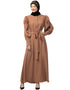 Modest Front open till waist Skin Color Casual Abaya Skin
