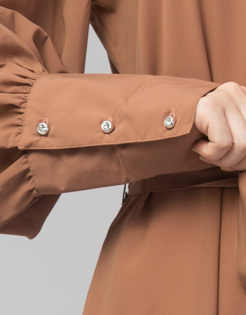 Modest Front open till waist Skin Color Casual Abaya Skin