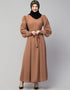 Islamic Long Cuff Gathered Puffed Sleeve Skin Color Abaya Skin