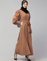 Islamic Long Cuff Gathered Puffed Sleeve Skin Color Abaya Skin