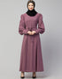 Muslimah Long Cuff Gathered Puffed Sleeve Purple Color Abaya Purple
