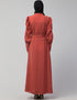 Chic Front open Casual Abaya In The Color Rust
