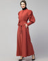 Chic Front open Casual Abaya In The Color Rust