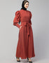 Chic Front open Casual Abaya In The Color Rust