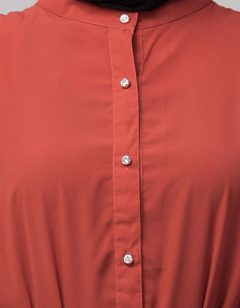 Chic Front open Casual Abaya In The Color Rust