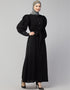 Chic Front open Black Casual Abaya in the Shade Of Black