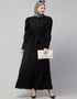 Chic Front open Black Casual Abaya in the Shade Of Black