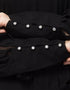 Trendy Long Cuff Gathered Puffed Sleeve Color Abaya in the Shade Of Black