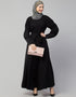 Trendy Long Cuff Gathered Puffed Sleeve Color Abaya in the Shade Of Black