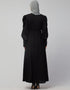 Modern Long Cuff Gathered Puffed Sleeve Abaya in the Shade Of Black